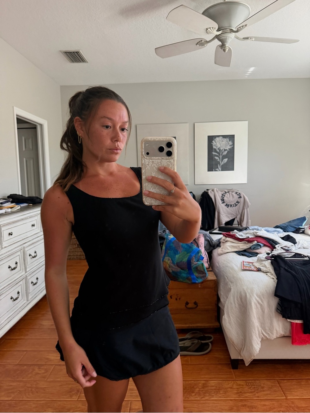Vintage Black Scoop Neck Tank Top